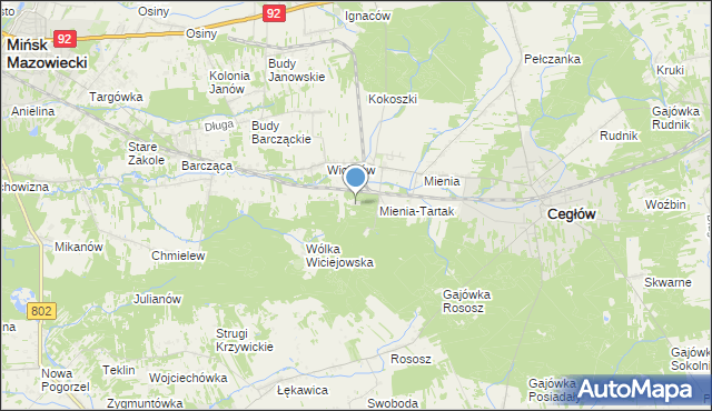 mapa Leśniczówka Mienia, Leśniczówka Mienia na mapie Targeo